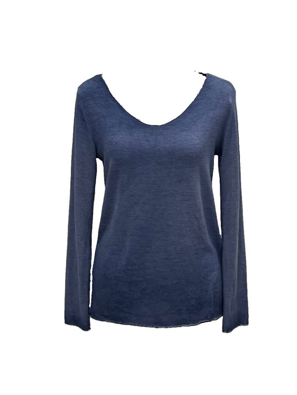 Made in Italy Blue Knit Long Sleeve Top Small Coastal Beachy Preppy Lightweight - Picture 2 of 9